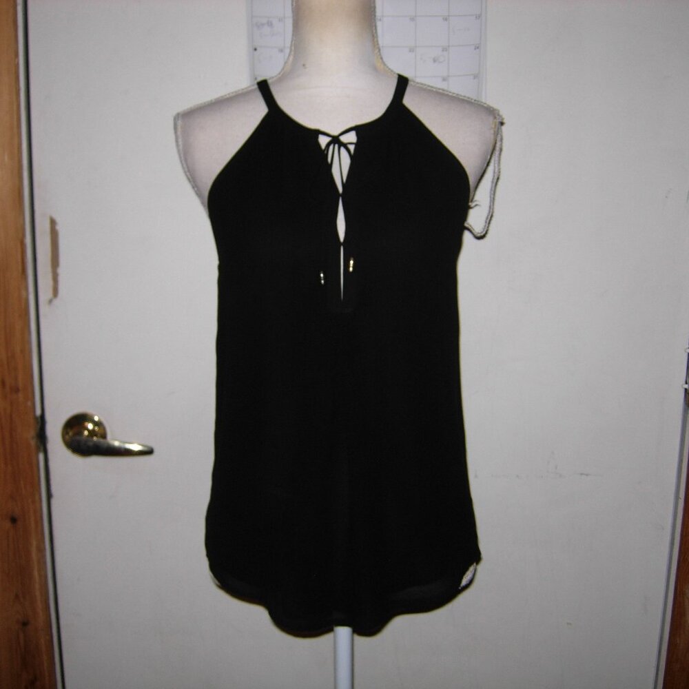 Naked Zebra Black Tie Front Cami Top S